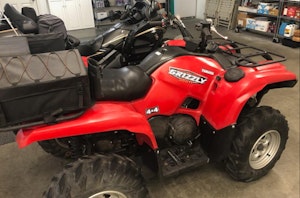 Red quad with accessories